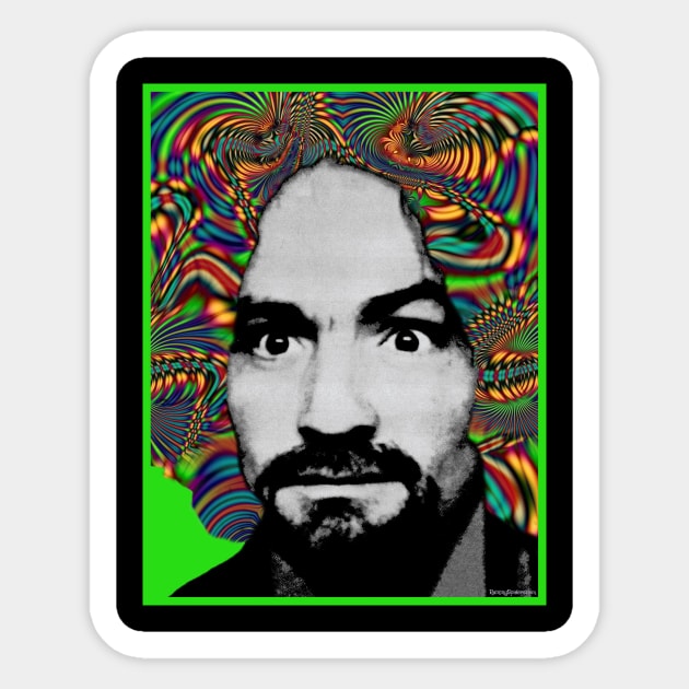 Charles Manson - Psychodelic (Charlie Don't Surf) Sticker by RainingSpiders